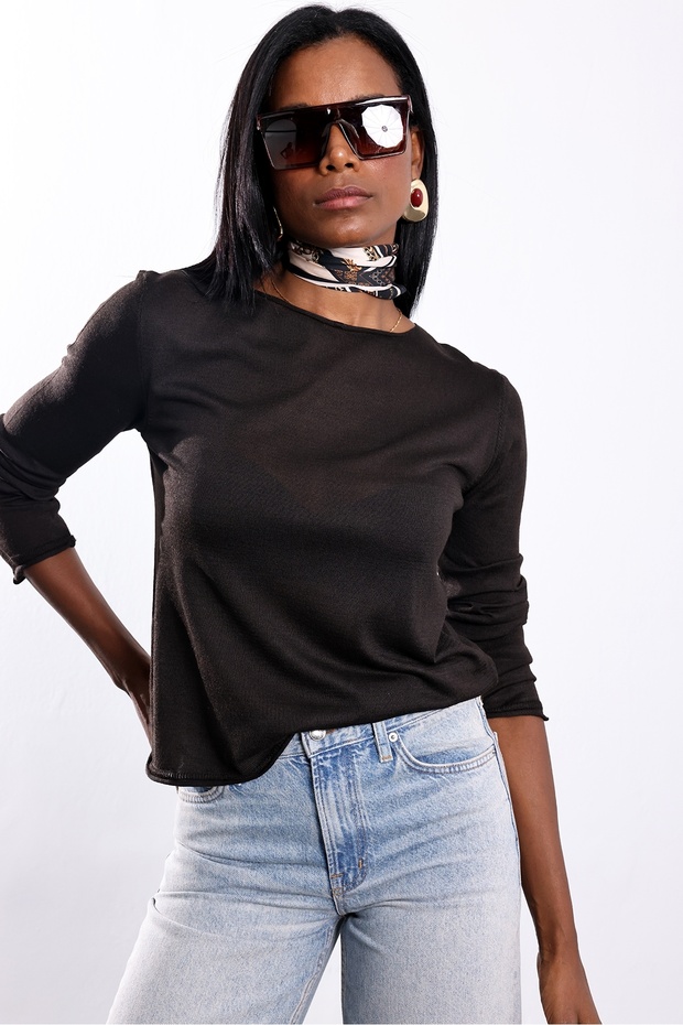 Acı Kahve Crew Neck Mercerized Knitwear 1118