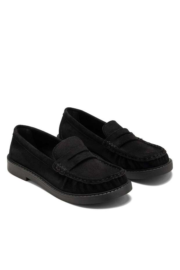 Women's Black Suede Flat Sole Loafer Ballet Flats & Daily Casual Shoes