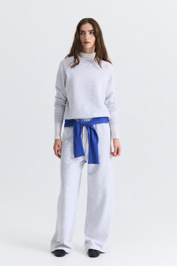 Crew Neck Sweatshirt and Wide Leg Pants Set