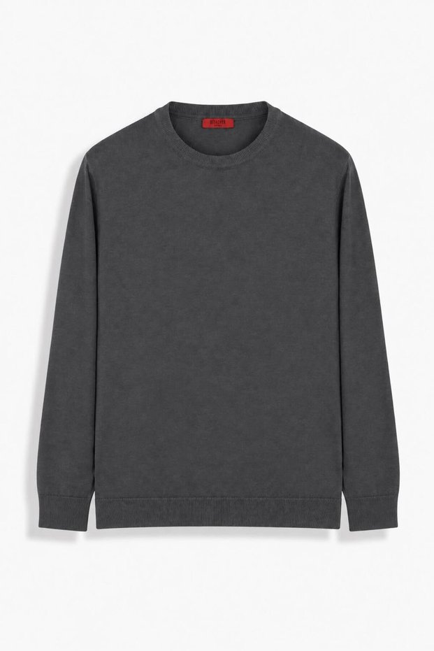 Interview Slim Fit Cotton Woven Fabric Crew Neck Sweater