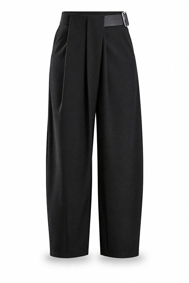 Black Belted Wide-Legged Trousers 5195