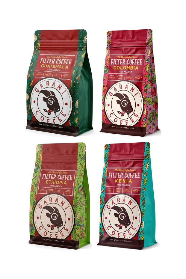 Meyvemsi Four Route Filter Coffee Set 4X250 g 1000 g Ground 100% Arabica for French Press