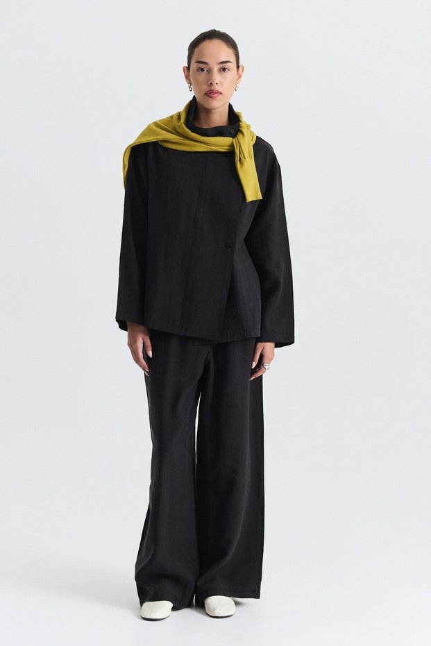 High Collar Shirt and Trousers Set
