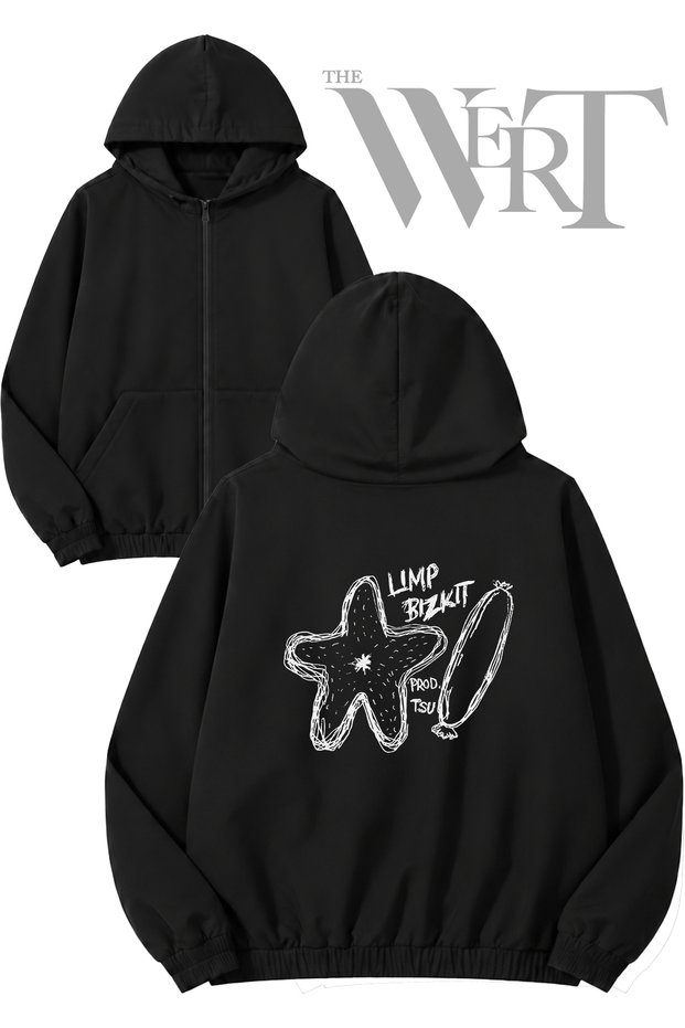 Limp Bizkit 7 Back Printed Zippered Hooded Black Cardigan (2 Yarns)