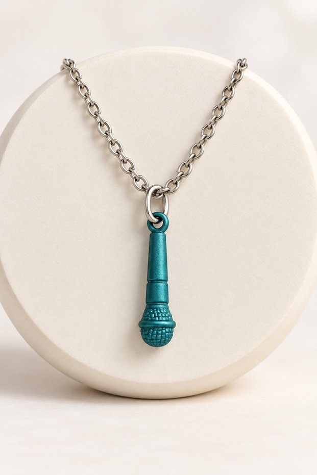 Colorful Necklace with Microphone Figure, Mixed Color Fun Design Chain Necklace