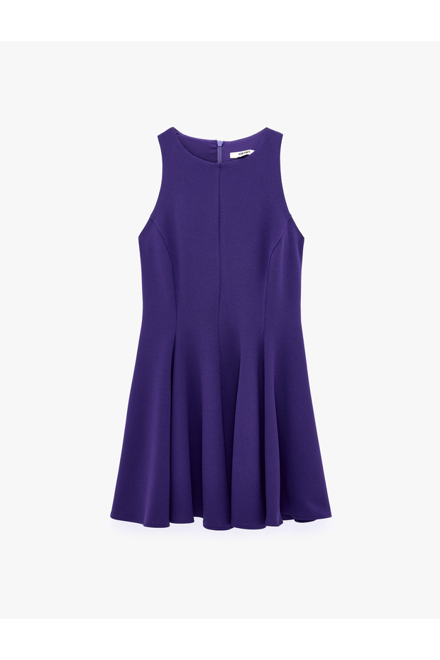 Crepe Scuba Fabric Slim Fit Sleeveless Crew Neck Mini Dress