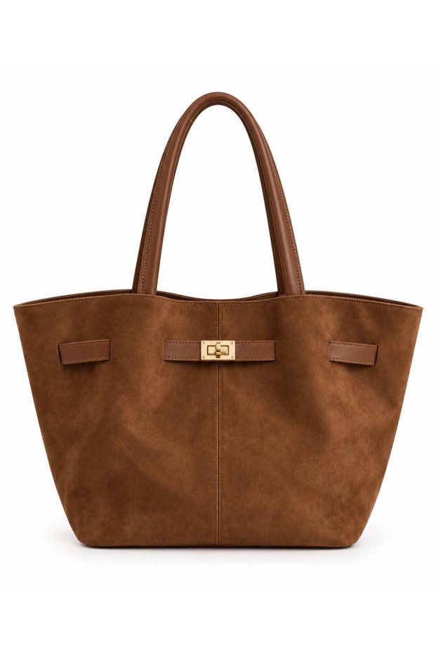 Women's Suede Wide Model Shoulder Bag