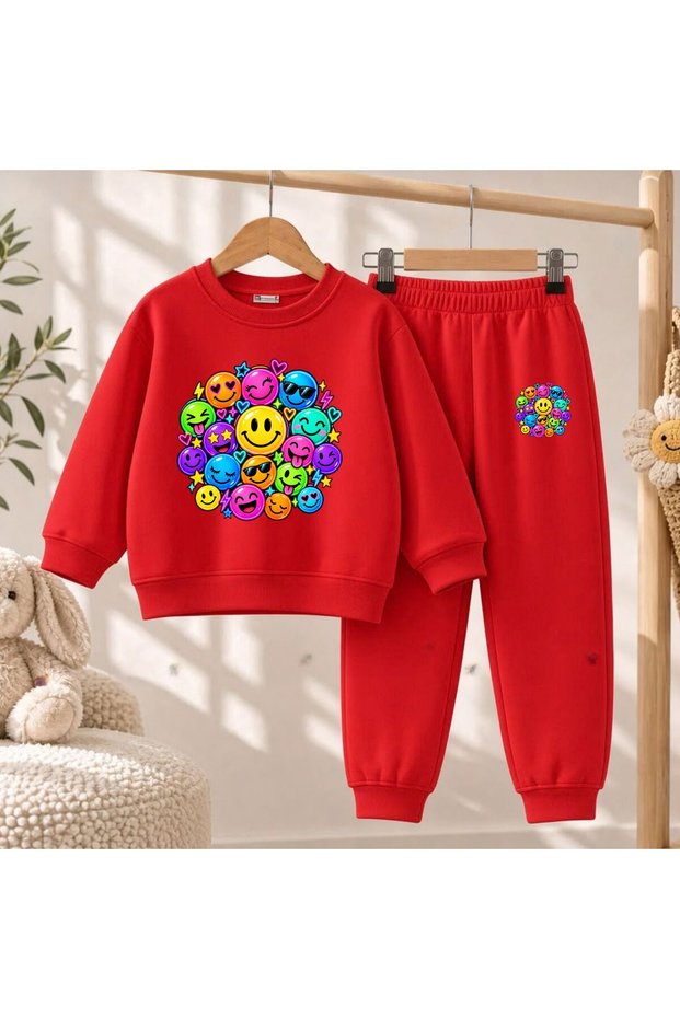 Team Sweatshirt Emojikprinted Girls Boys Crew Neck Sweatshirt