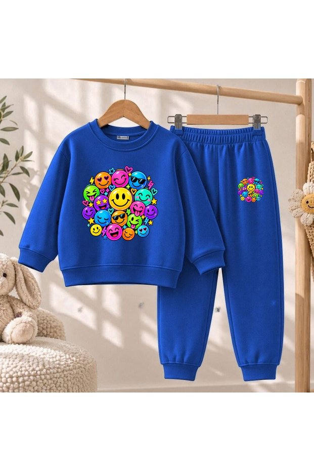 Team Sweatshirt Emojikprinted Girls Boys Crew Neck Sweatshirt