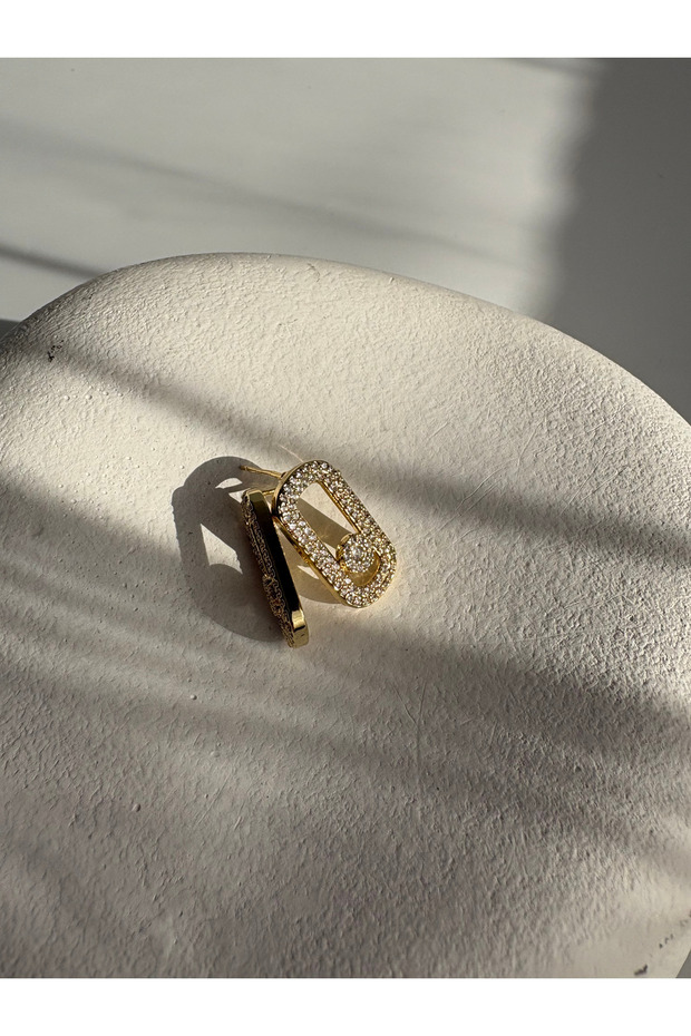 Gold Color Zircon Stone Tiny Earrings (2 cm)