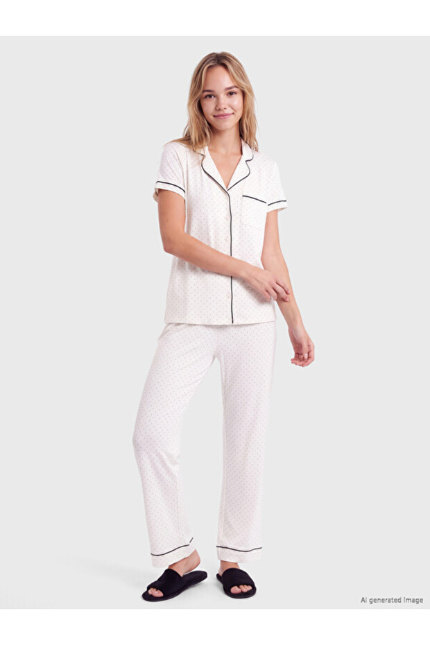 Shirt Roba Collar Polka Dot Pajama Set for Style Enthusiasts from Uzg Store