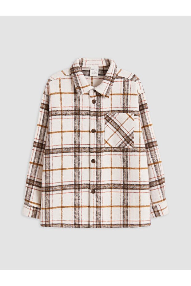 Checkered Embroidered Gabardine Boys' Shirt from Uzg Store for Style Enthusiasts