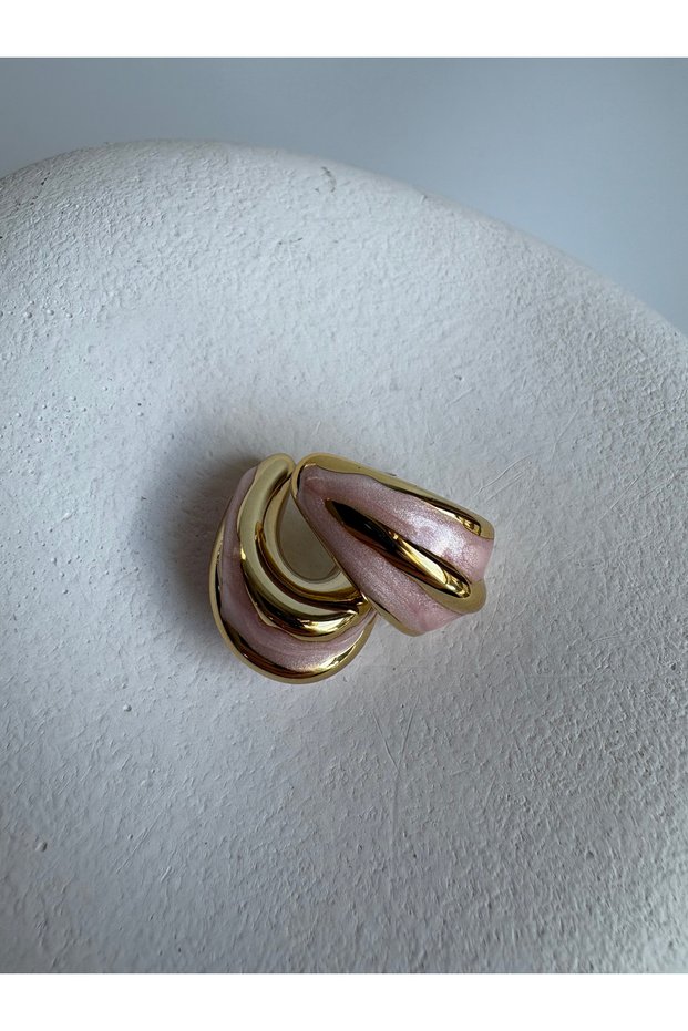 Gold Color Pink Retro Earrings (2.4 cm)