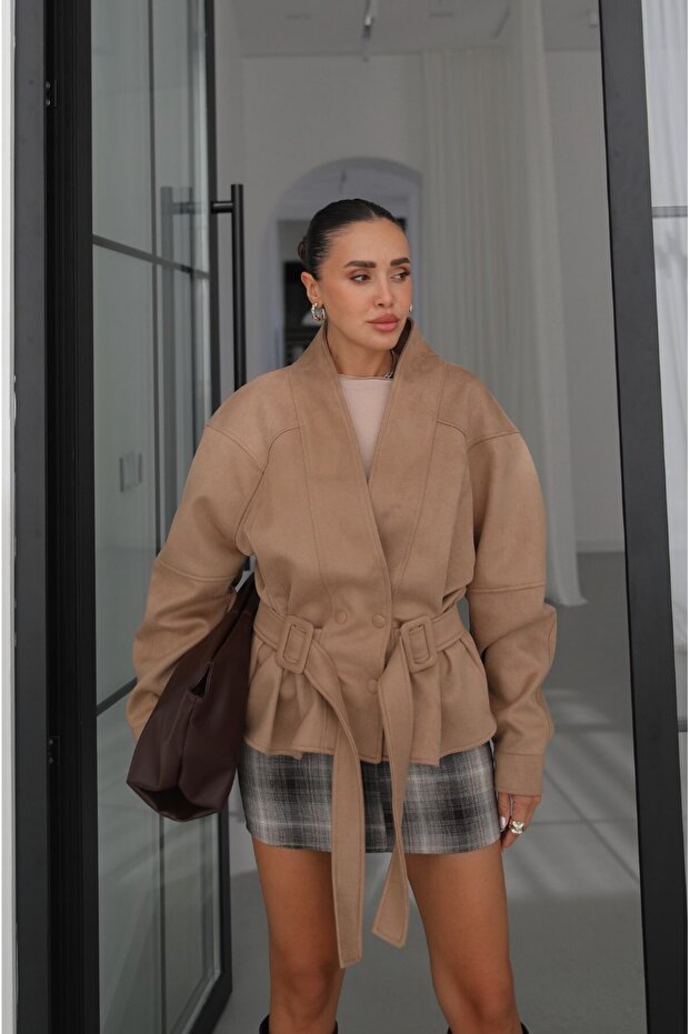 Dark Beige Loria Suede Jacket