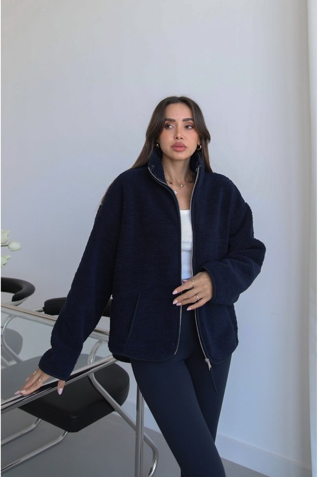 Navy blue zippered fleece jacket