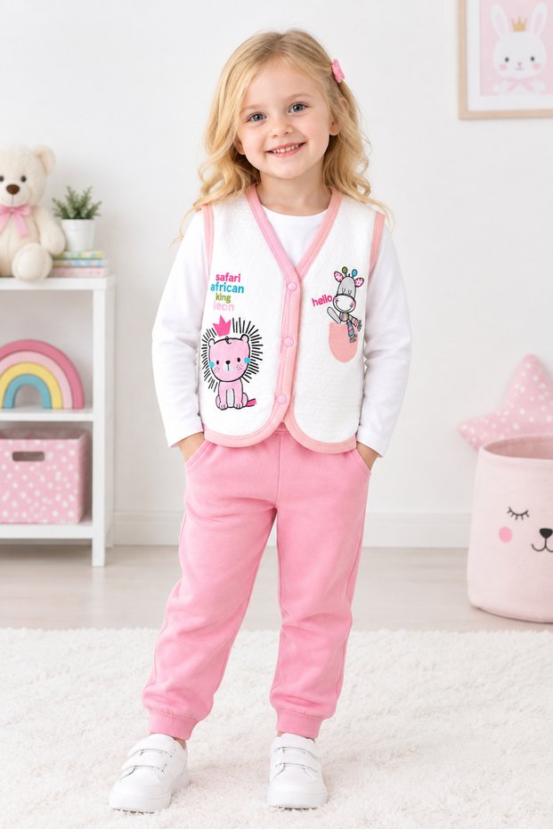 Cute Lion and Giraffe Printed Quilted Children's Vest