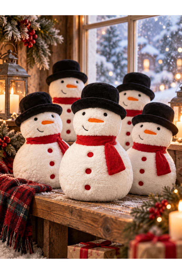 Large Soft Plush Toy Featuring a Snowman Figure