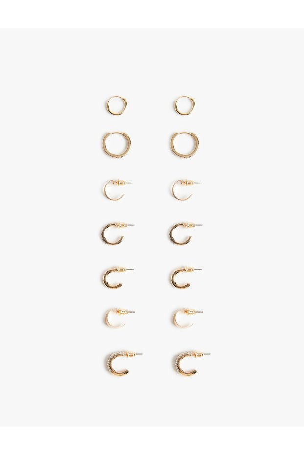 Steel Mixed Stone 7-Piece Earring Set