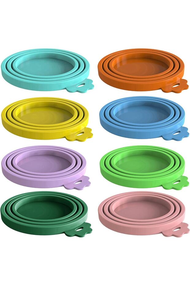 8 Pack Silicone Pet Food Can Lids,Universal Fit for 3 Sizes,Multicolor Reusable Covers for Dog and Cat Food Cans