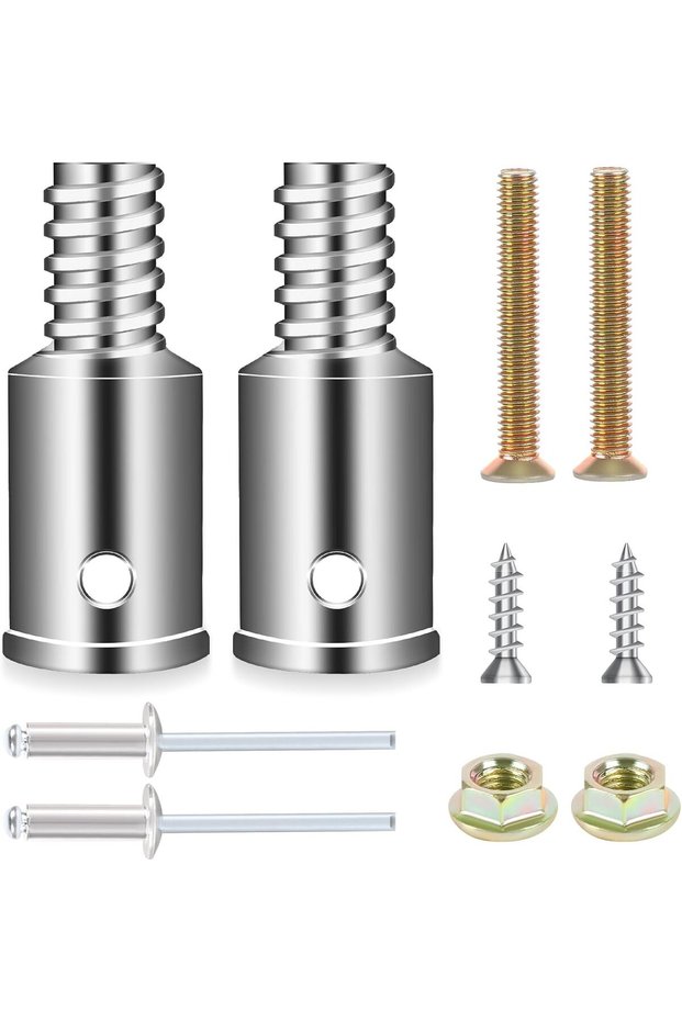 Broom Handle Threaded End Replacement Kit,2 Sets Aluminum Alloy Metal Tips for 1 Inch Poles,Extension Pole Adapter for Mops and Brooms