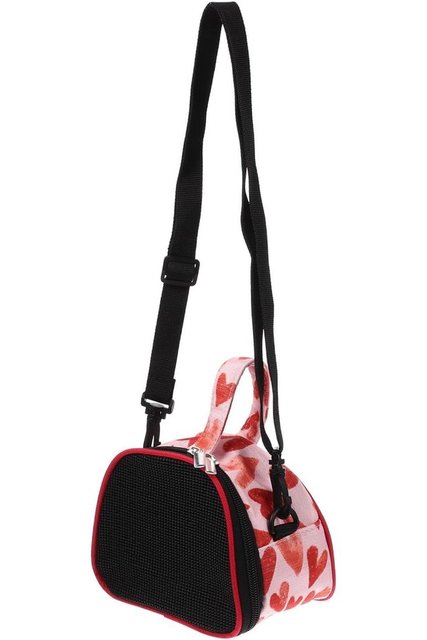 Portable Hamster Carrier Bag,Breathable Mesh Oxford Cloth Travel Case with Handle,Red