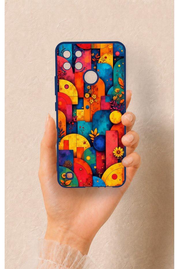 Realme C21Y Compatible Colorful Geometric Floral Pattern Silicone Case