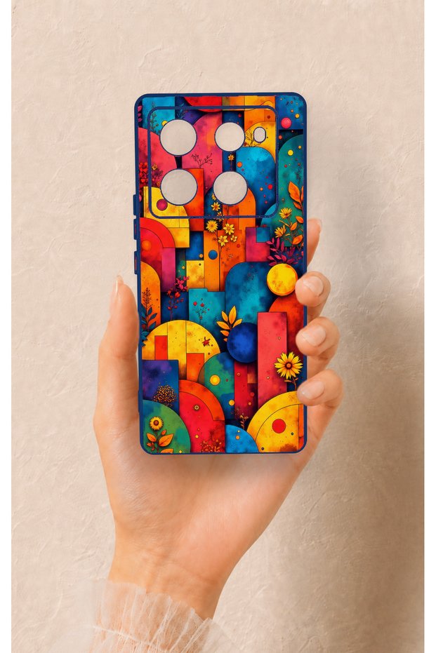 Infinix Note 40 Pro Compatible Colorful Geometric Floral Pattern Silicone Case