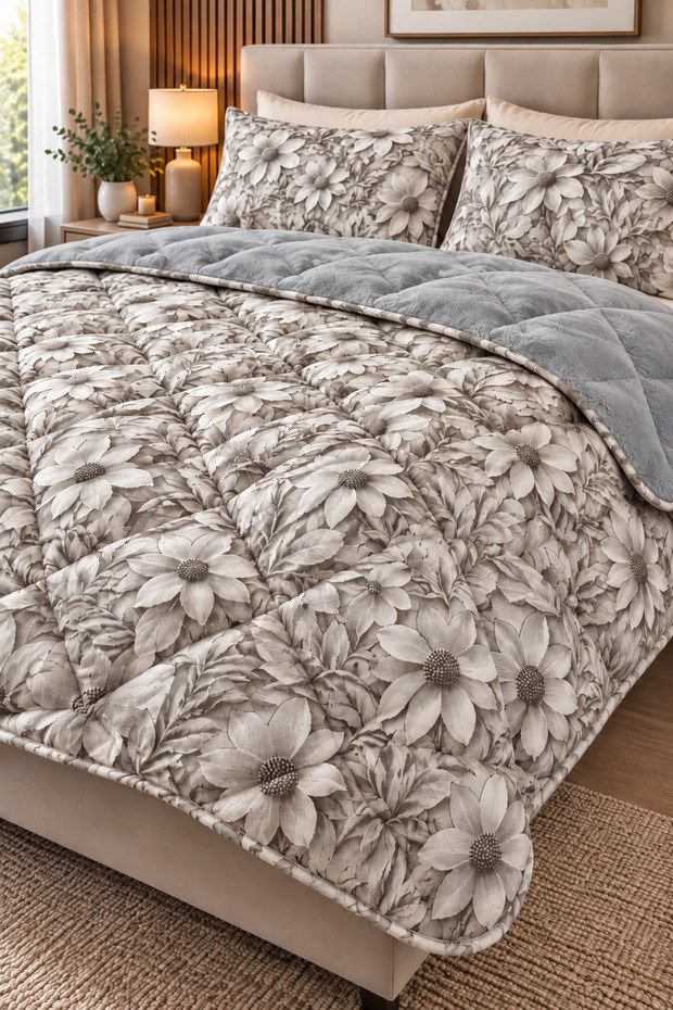 Double-Sided Double Duvet Set Stone