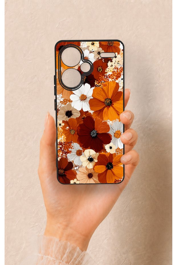 حافظة سيليكون متوافقة مع هاتف Redmi Note 13 Pro Plus بنمط زهور الخريف