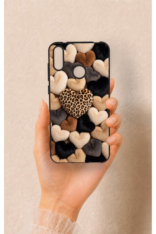 Huawei Y7 2019 Compatible Heart Fur Pillow Patterned Silicone Case