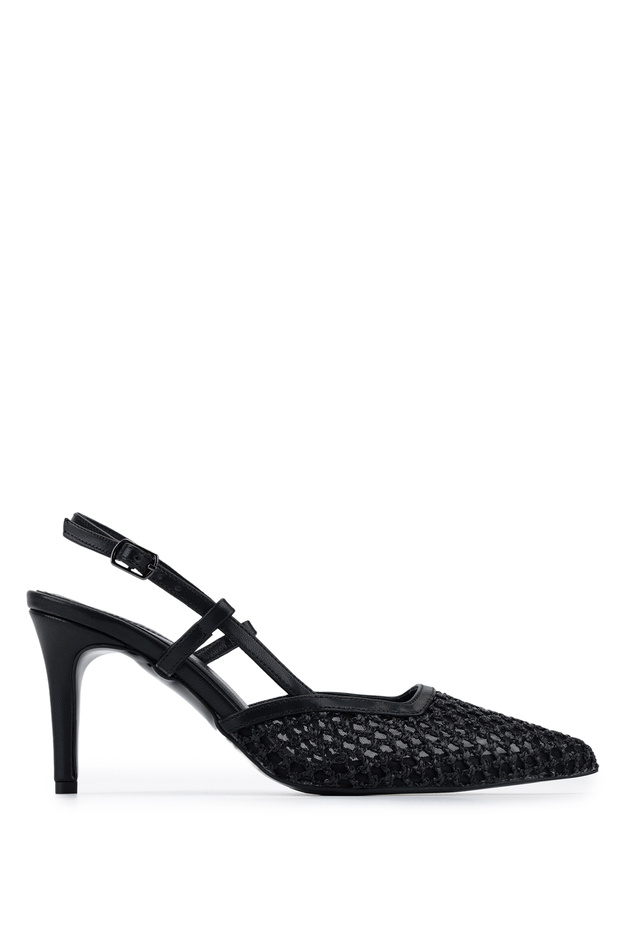 Women's Faux Leather/Textile Black Heeled Shoes
