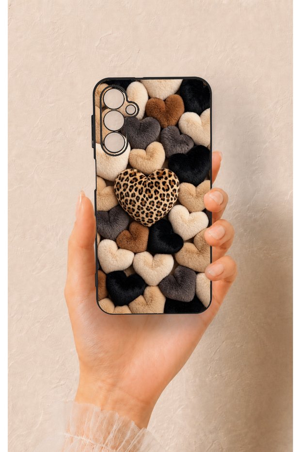 Samsung A24 Compatible Hearted Fur Pillow Patterned Silicone Case