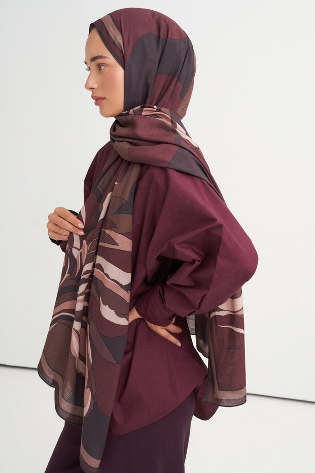 Anka Pattern Reniva Tencel Shawl Claret Red