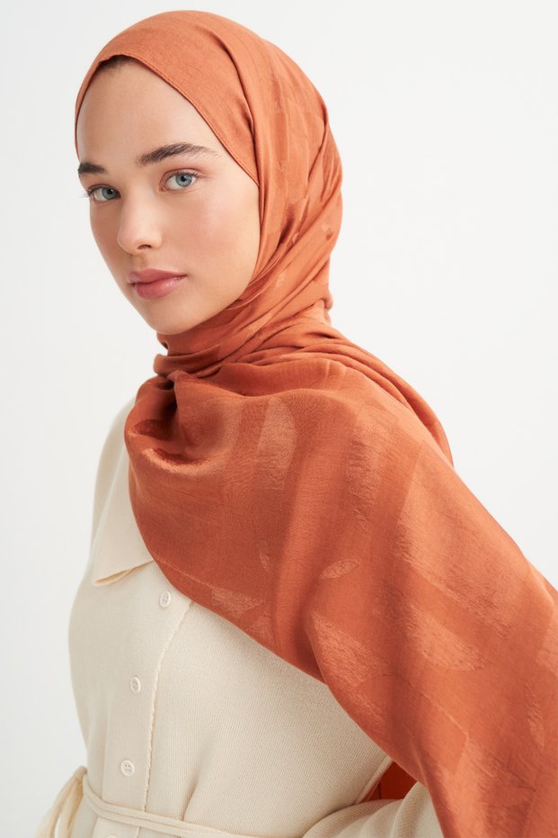 Geometric pattern liora cotton shawl copper