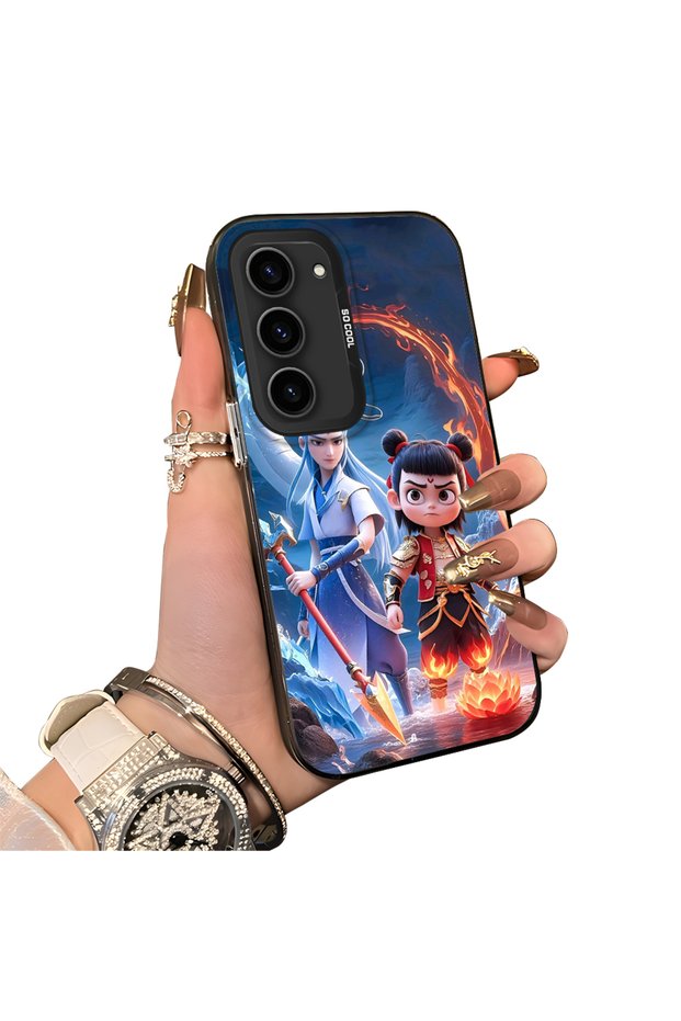 For Samsung Galaxy S23 Compatible Silicone Edge Hard Back Case Nezha Patterned Couple Phone Case
