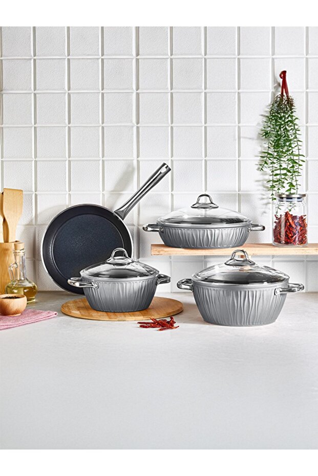 Markiz Granite 7 Piece Cookware Set Gray