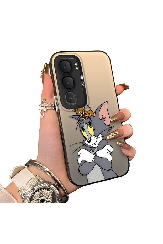 Vivo Y31 5g Compatible Silicone Edge Hard Back Case with Mouse Pattern for Lovers Couple Phone Case