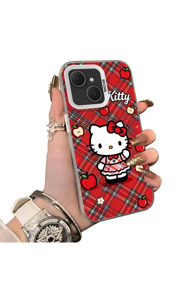 Tecno Spark 40C Compatible Silicone Edge Hard Back Case Kitty Pattern Couple Phone Case