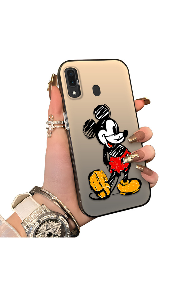 Samsung Galaxy A20 Compatible Silicone Edge Hard Back Case Mickey Patterned Couple Phone Case