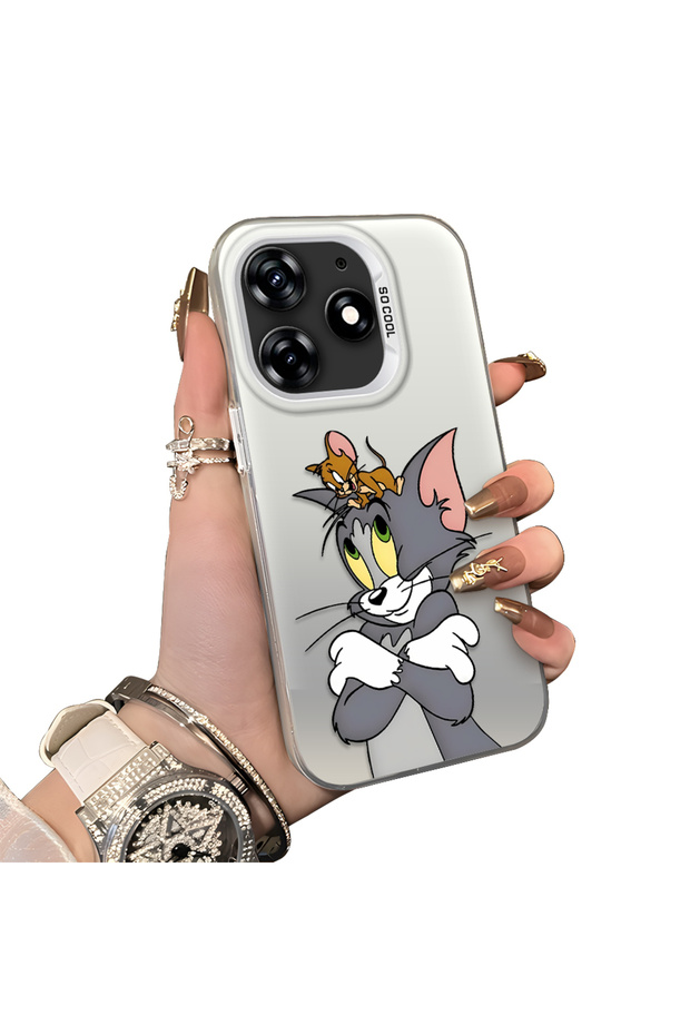 Tecno Spark 10 Pro Compatible Silicone Edge Hard Back Case Mouse Patterned Couple Phone Case