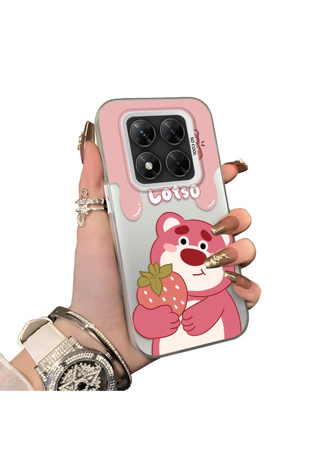 Poco X7 Compatible Silicone Edge Hard Back Case Lotso Patterned Lover Couple Phone Case