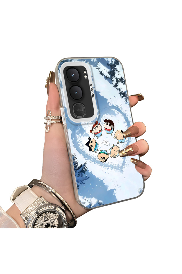 Vivo Y31 5g Compatible Silicone Edge Hard Back Case Anime Pattern Couple Phone Case