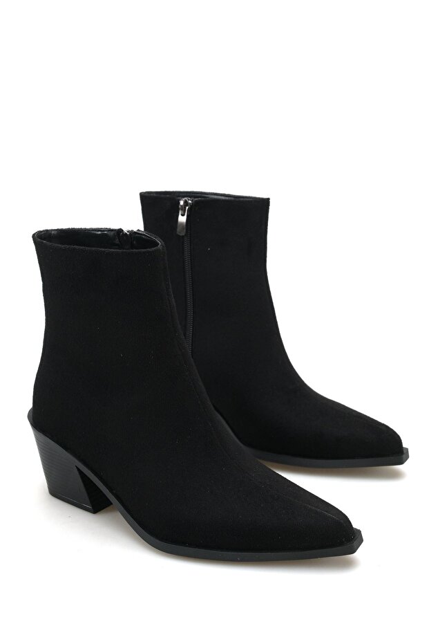 Women's Valore Short Heeled Boots - Black Suede