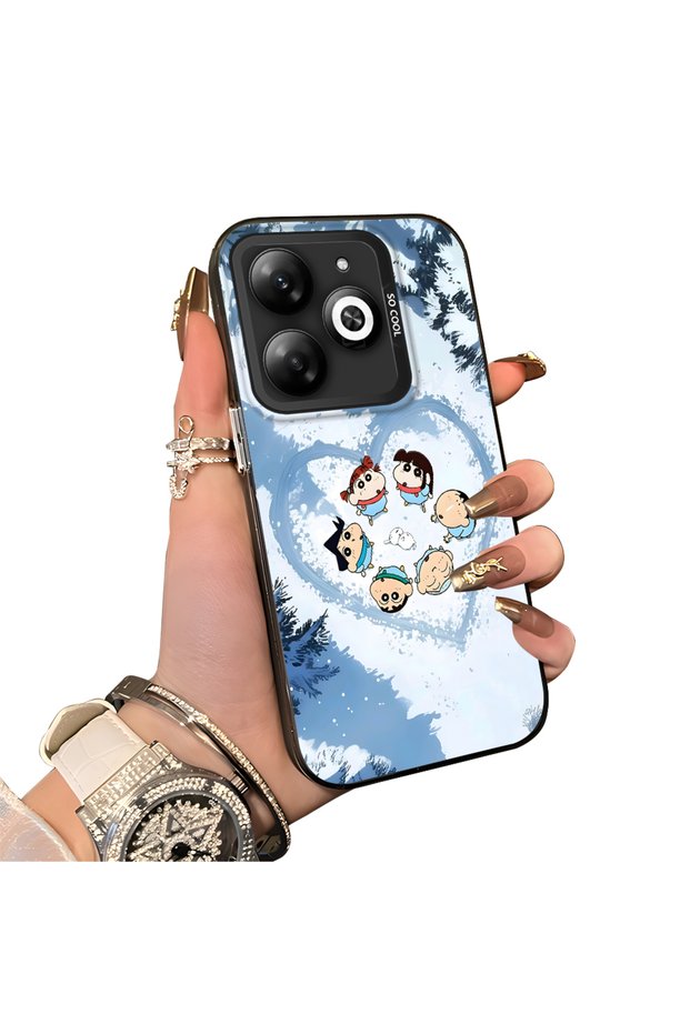 Infinix Hot 40I Compatible Silicone Edge Hard Back Case Anime Patterned Couple Phone Case