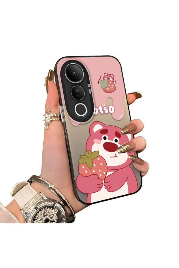 Vivo V50 Lite Compatible Silicone Edge Hard Back Case Lotso Patterned Lover Couple Phone Case