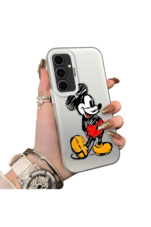 For Samsung Galaxy S24 Fe Compatible Silicone Edge Hard Back Case Mickey Patterned Couple Phone Case