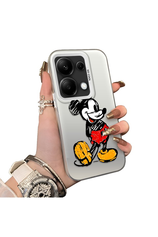 Redmi Note 14S Compatible Silicone Edge Hard Back Case Mickey Pattern Couple Phone Case