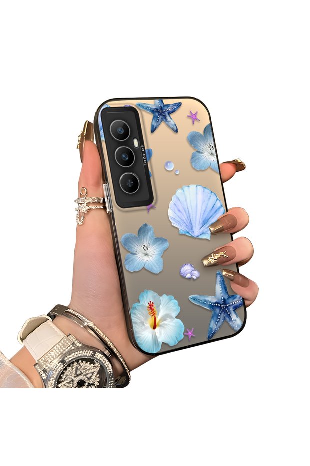 For Realme C65 4g Compatible Silicone Edge Hard Back Case Sea Star Pattern Phone Case