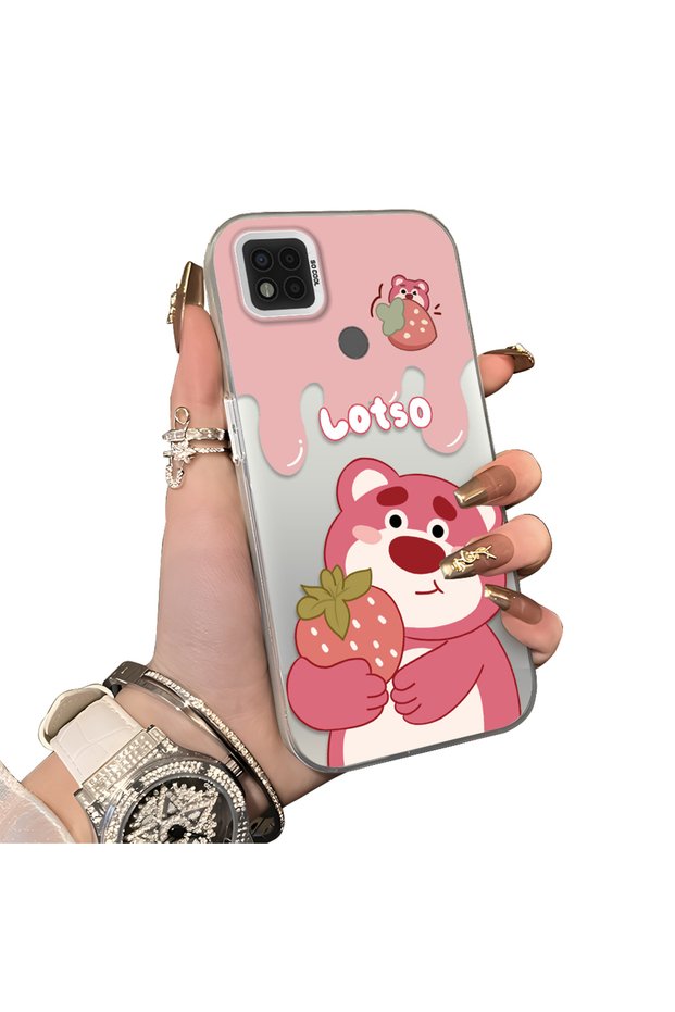 Poco C31 Compatible Silicone Edge Hard Back Case Lotso Patterned Lover Couple Phone Case