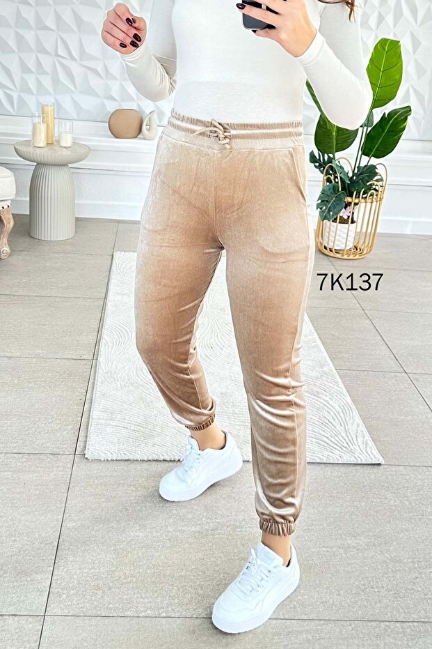 Velvet Trousers with Elastic Cuffs 7K137